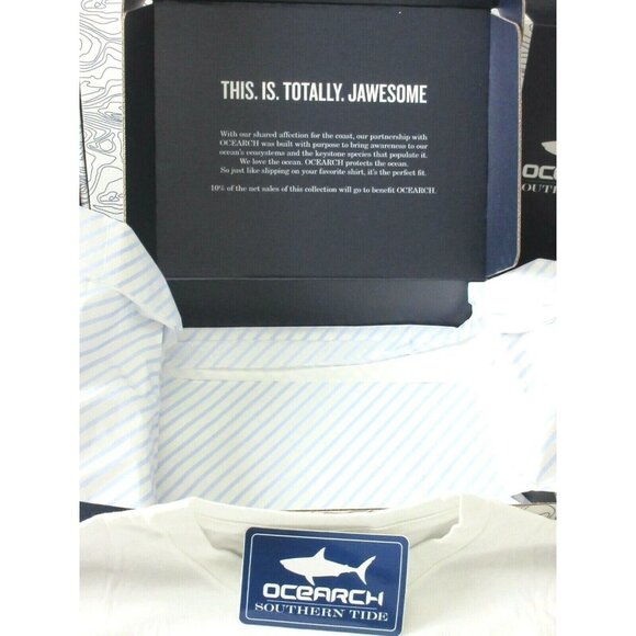 Southern Tide x Ocearch Mens SS Shark T shirt White Blue Boat Flag Gift Box NEW - Picture 4 of 6